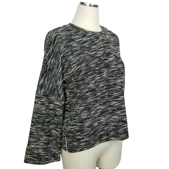 Madewell Knit Sweater Shirt Wide Sleeve Button Shoulder Black & White Small - Picture 5 of 11